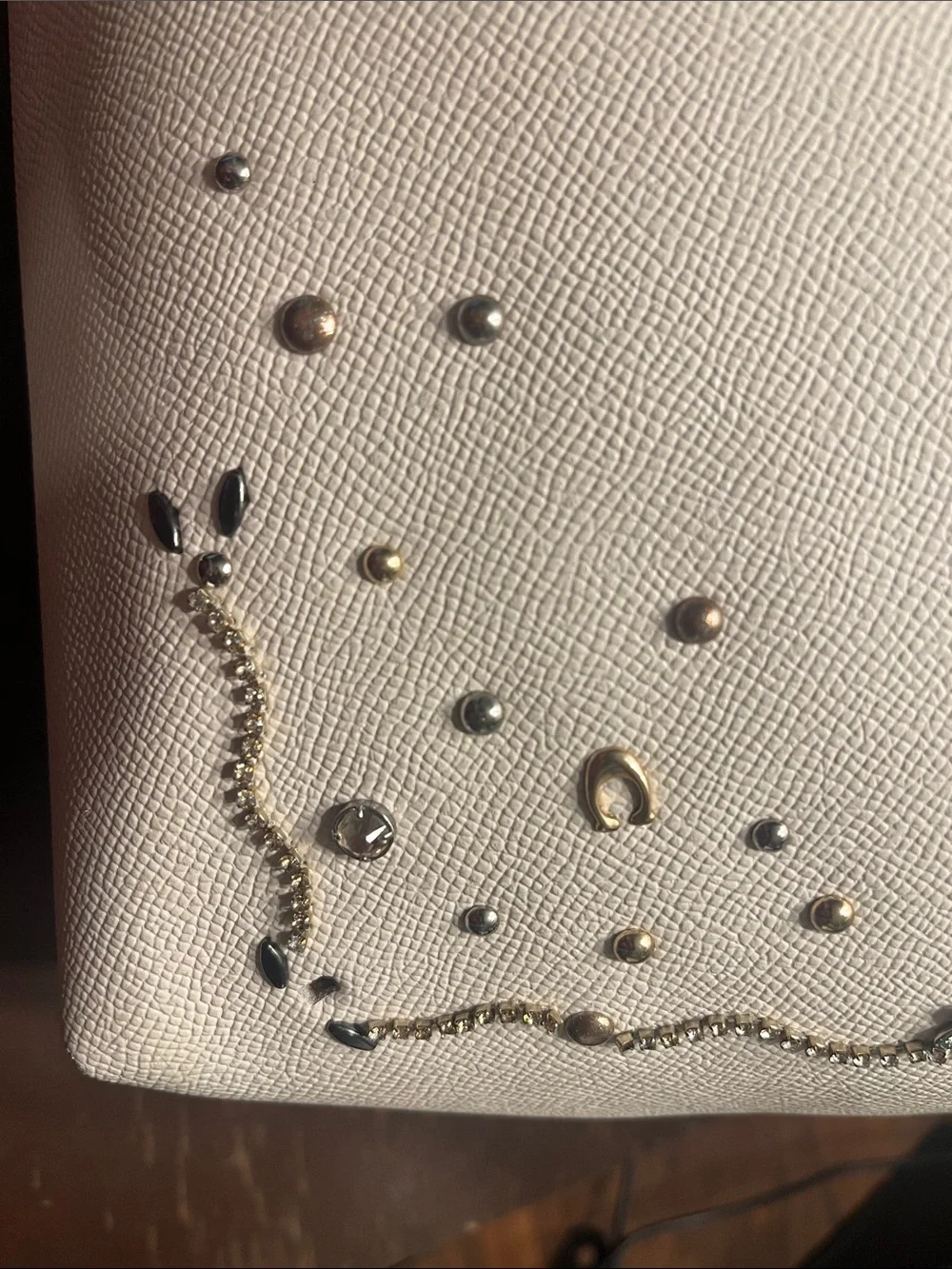 Coach Cream Leather Tote with Stud Embellishments